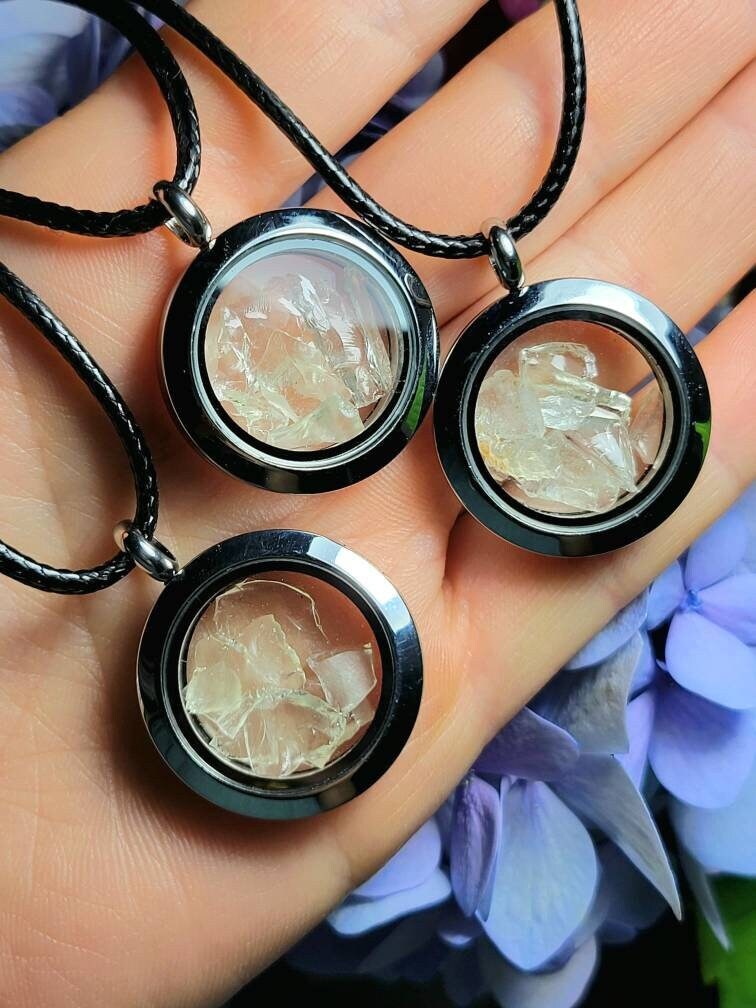 Moldavite & Libyan Glass Locket Pendant