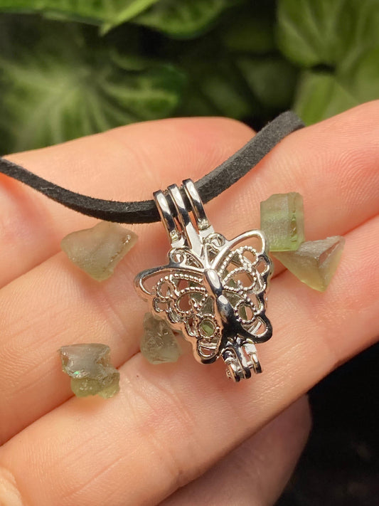 Moldavite Butterfly Pendant