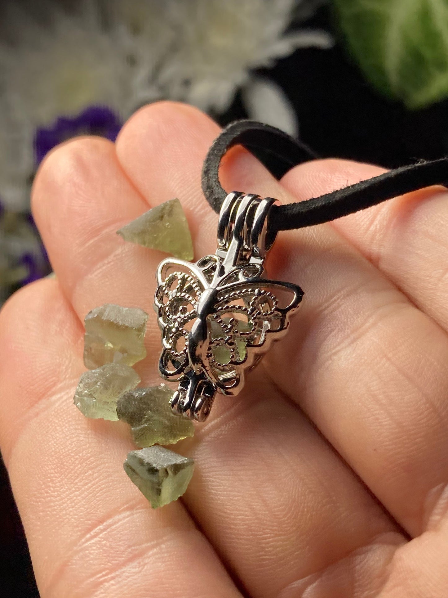 Moldavite Butterfly Pendant