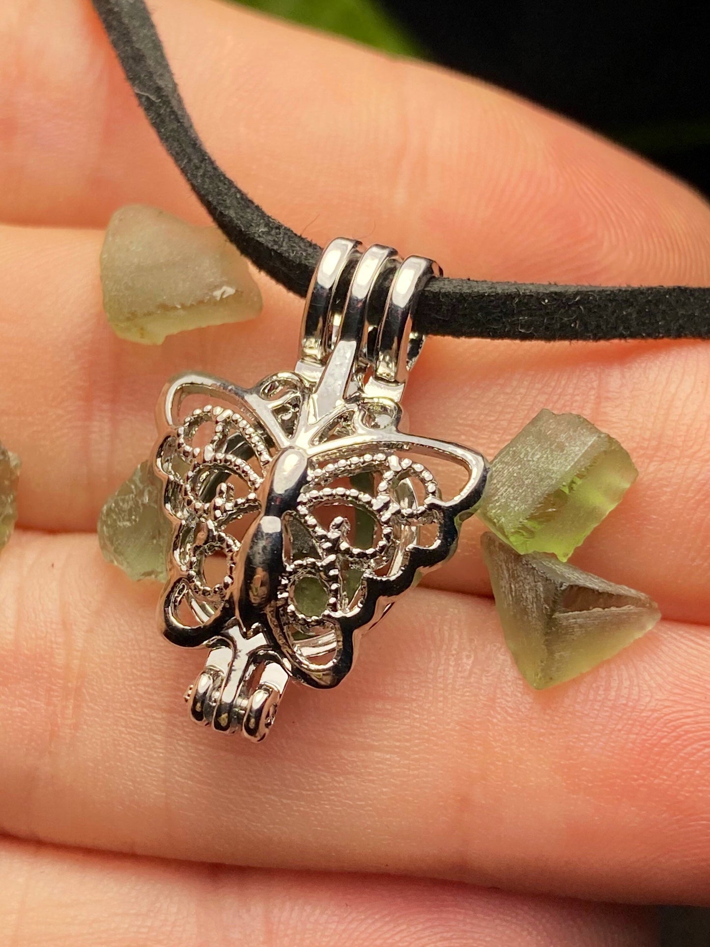 Moldavite Butterfly Pendant