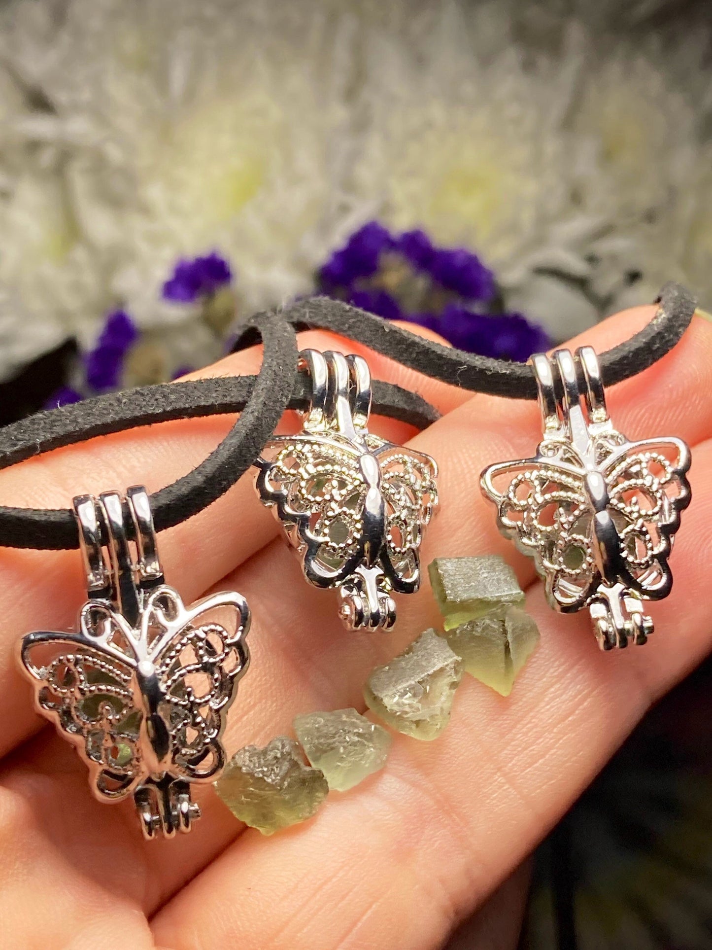 Moldavite Butterfly Pendant