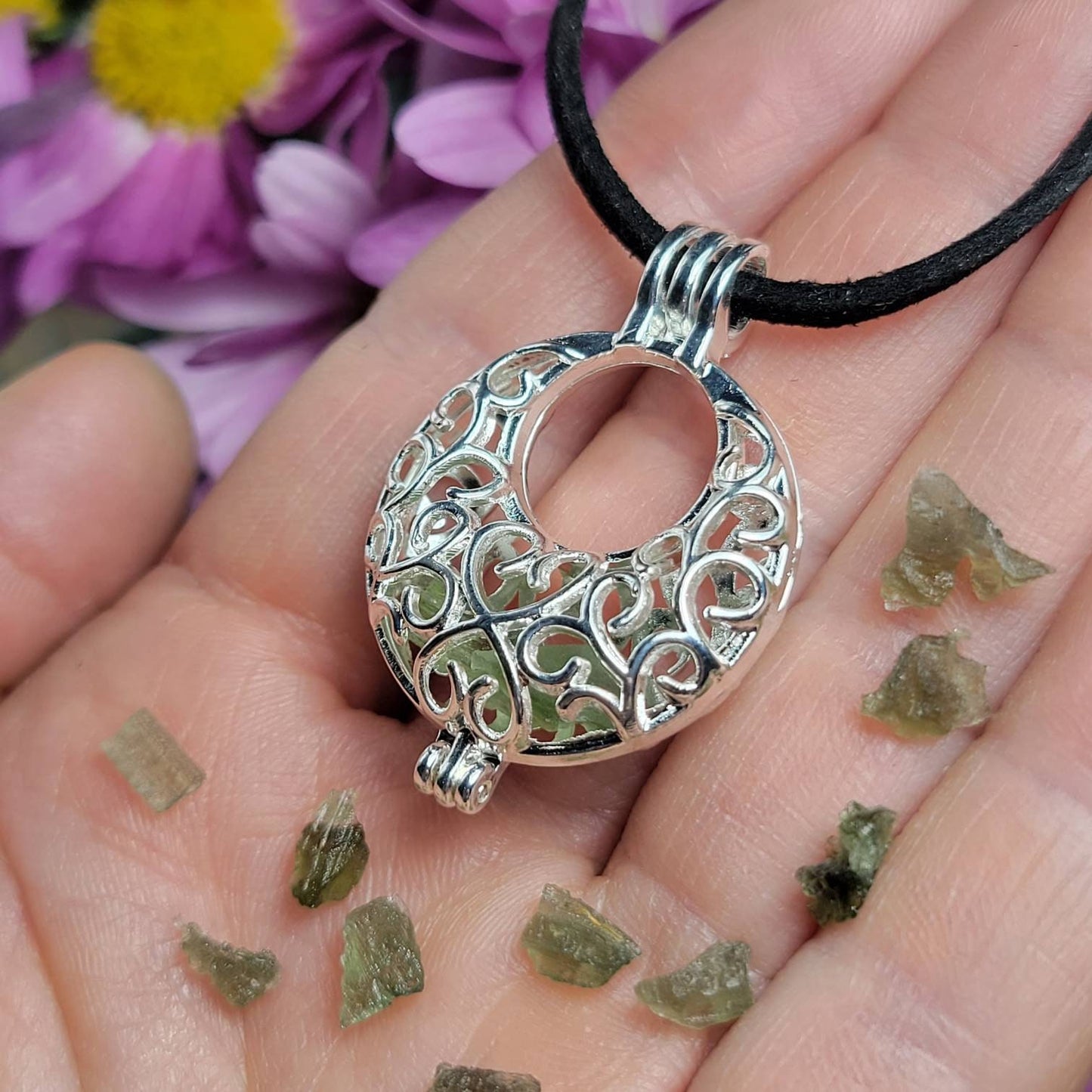 Moldavite Cage Pendant