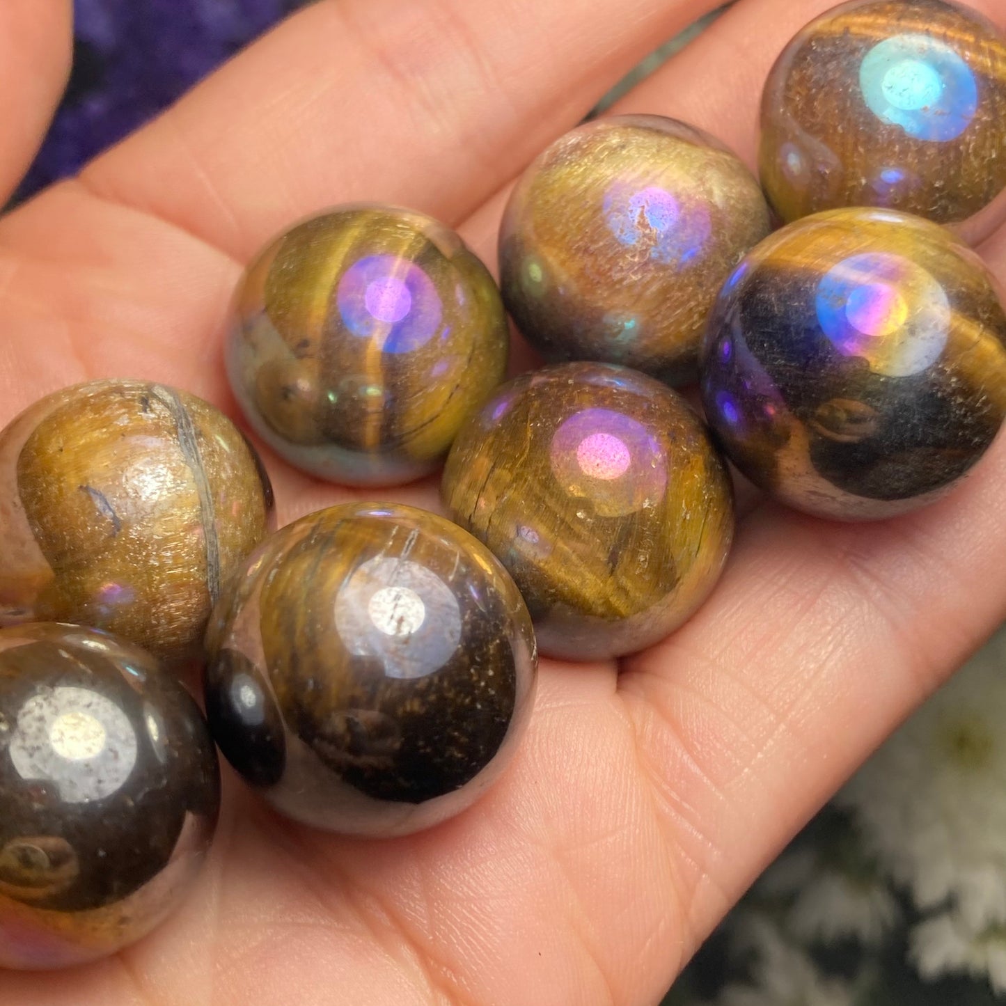 Angel Aura Tigers Eye Sphere