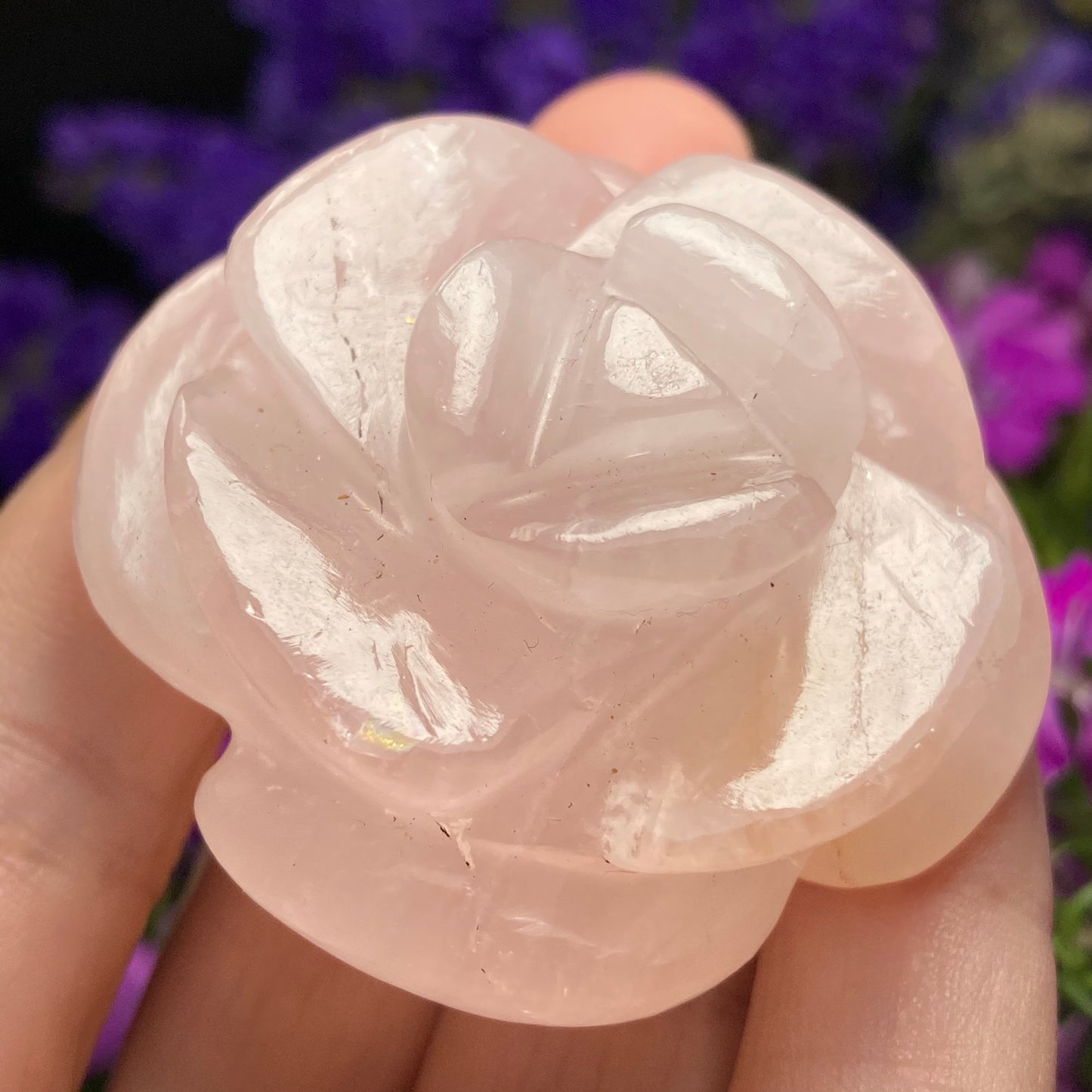 Rose Quartz Flower Carving