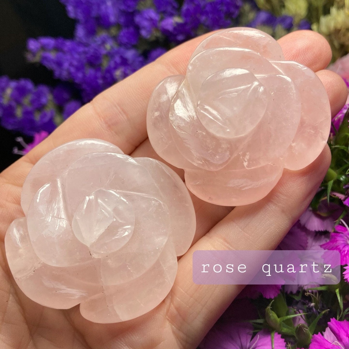 Rose Quartz Flower Carving