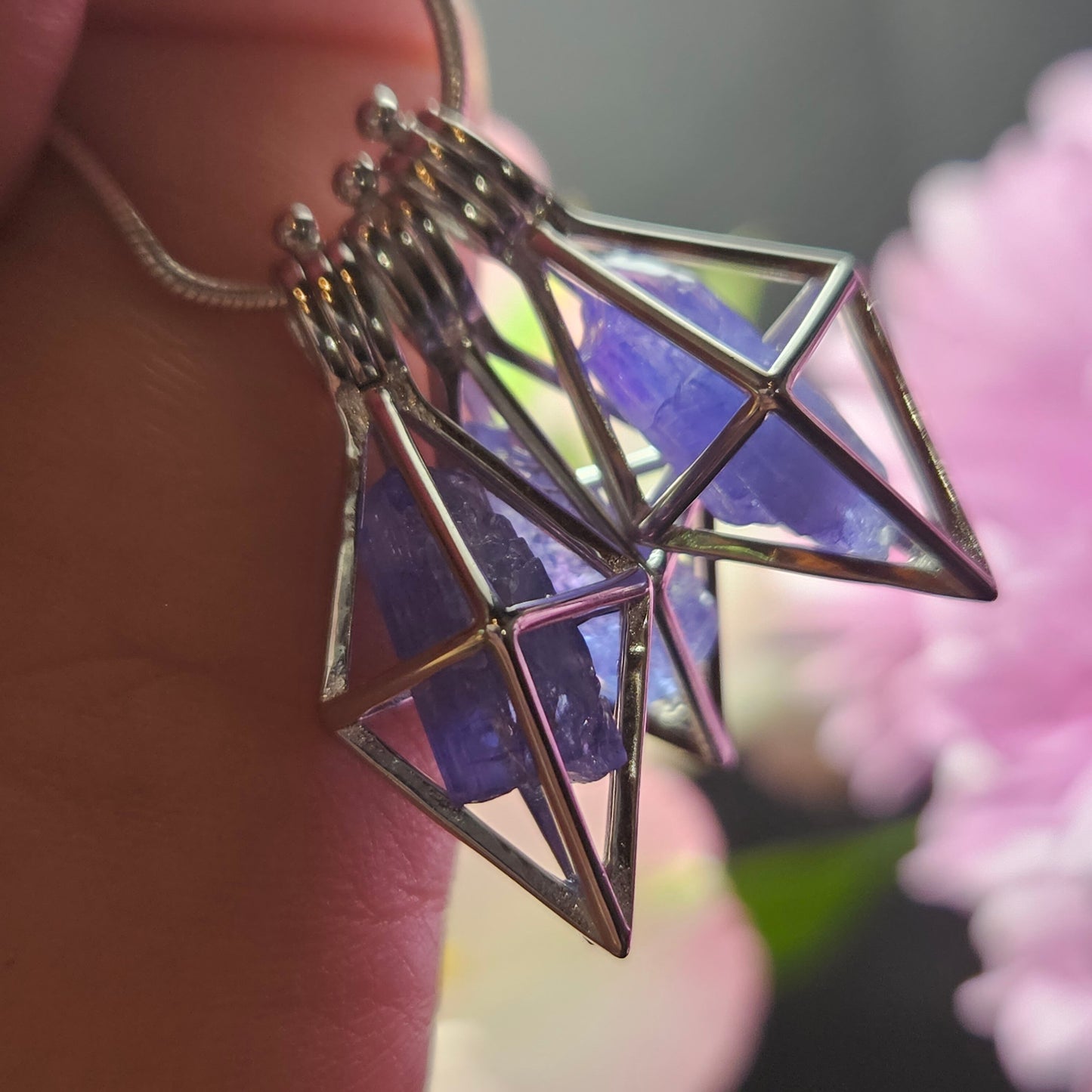 Tanzanite Pendant, Sterling Silver Purple Tanzanite Crystal Necklace, Tanzanite Jewelry