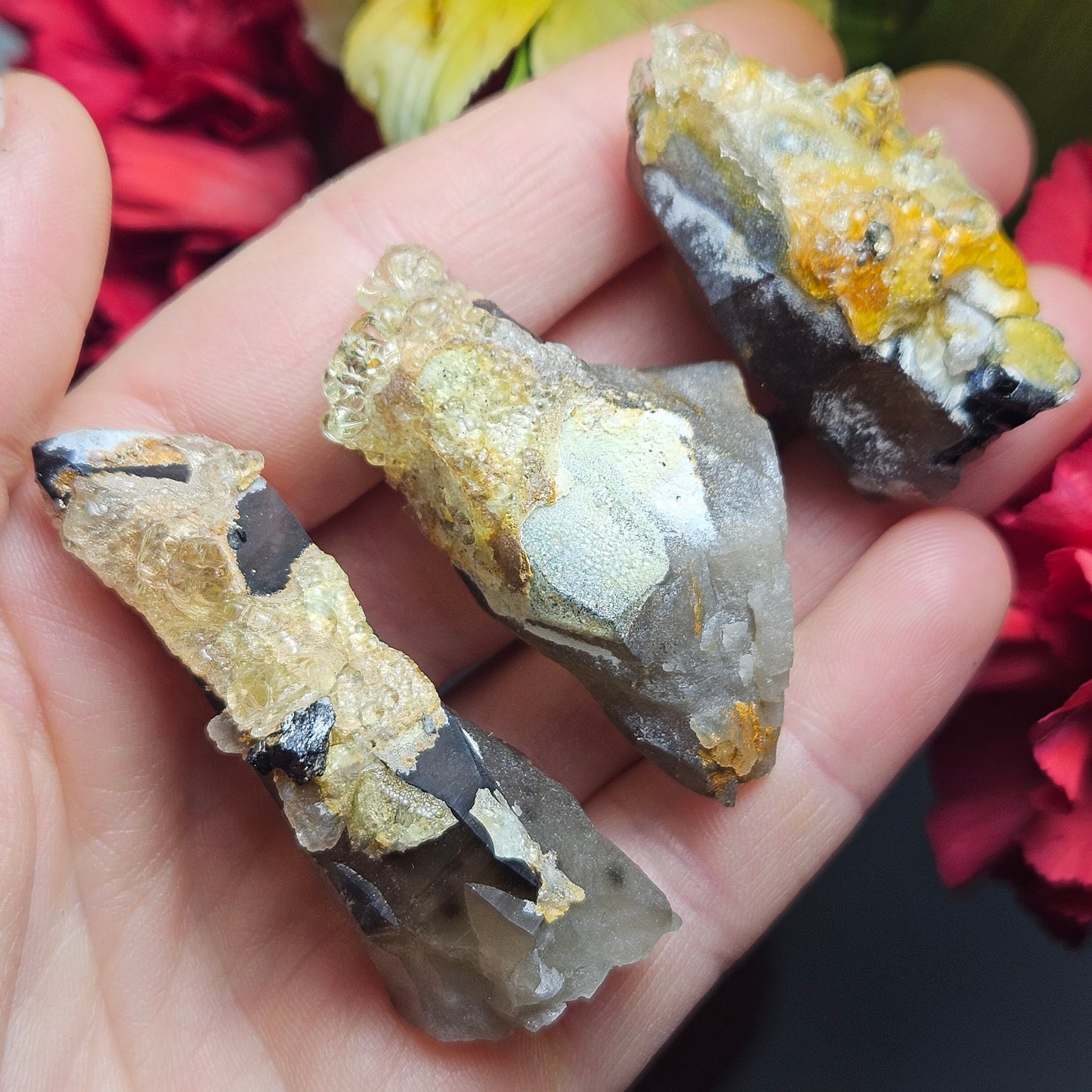 Hyalite Opal and Smoky Quartz