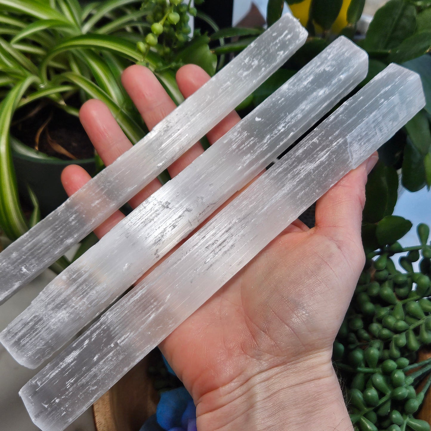 Selenite Stick – Cleansing Crystal Wand – Energy Clearing Tool – White Selenite – Crown Chakra Stone – Aura Cleanser – Raw Selenite Wand
