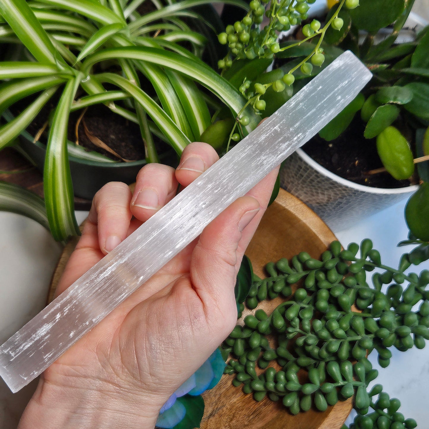 Selenite Stick – Cleansing Crystal Wand – Energy Clearing Tool – White Selenite – Crown Chakra Stone – Aura Cleanser – Raw Selenite Wand