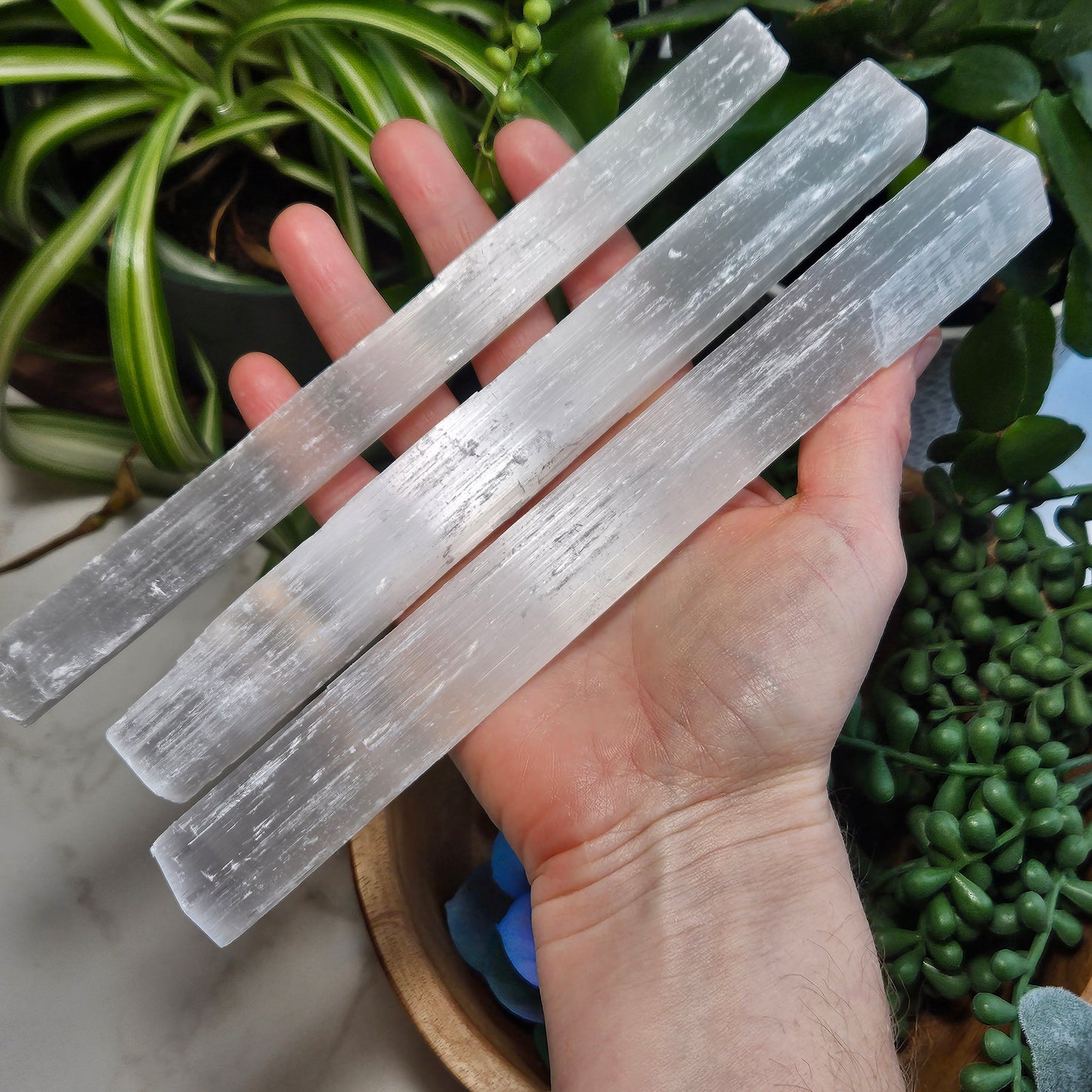 Selenite Stick – Cleansing Crystal Wand – Energy Clearing Tool – White Selenite – Crown Chakra Stone – Aura Cleanser – Raw Selenite Wand