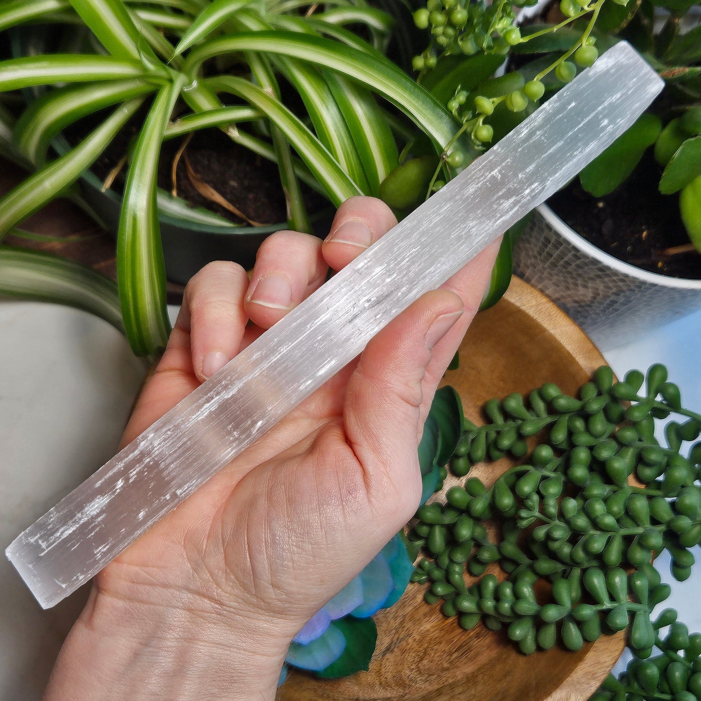Selenite Stick – Cleansing Crystal Wand – Energy Clearing Tool – White Selenite – Crown Chakra Stone – Aura Cleanser – Raw Selenite Wand