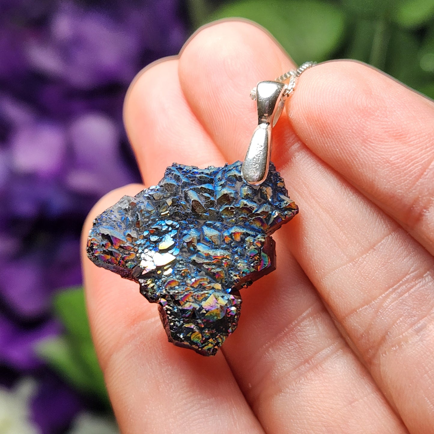 Rainbow Aura Quartz Pendant