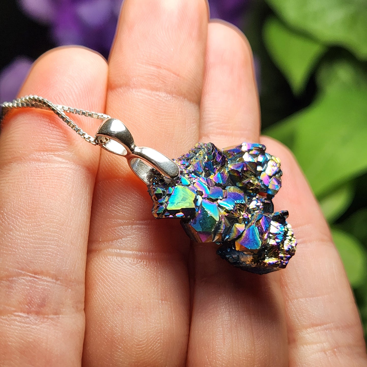 Rainbow Aura Quartz Pendant