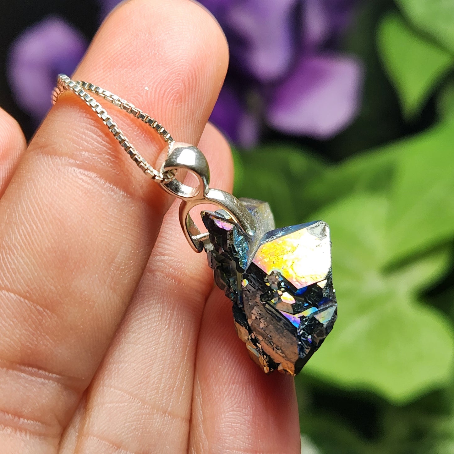 Rainbow Aura Quartz Pendant