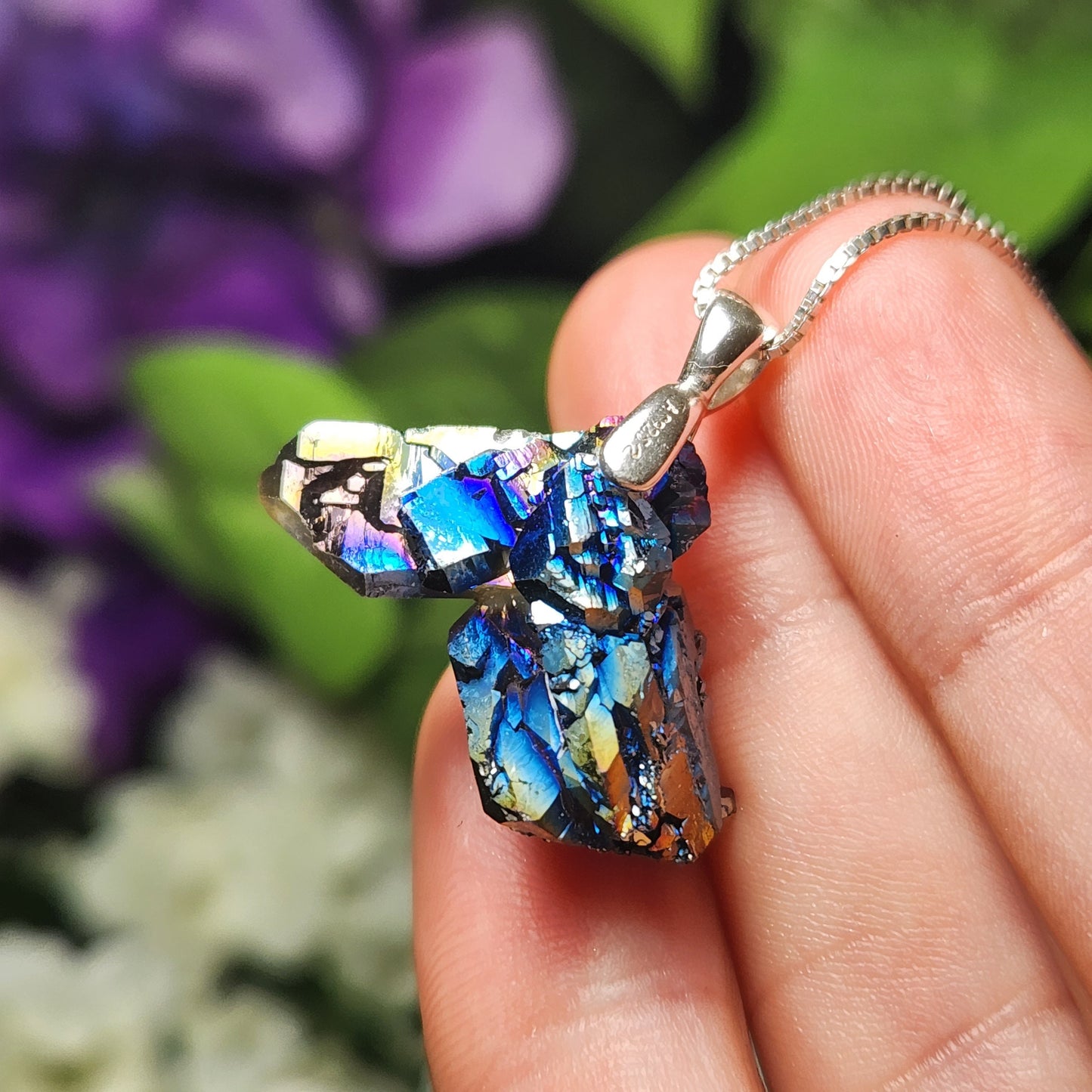 Rainbow Aura Quartz Pendant