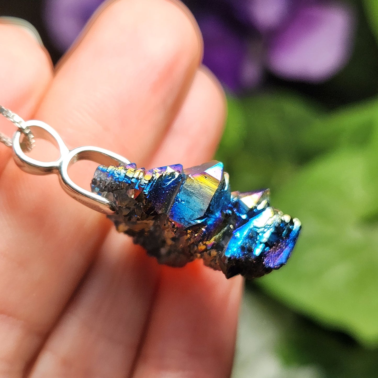Rainbow Aura Quartz Pendant