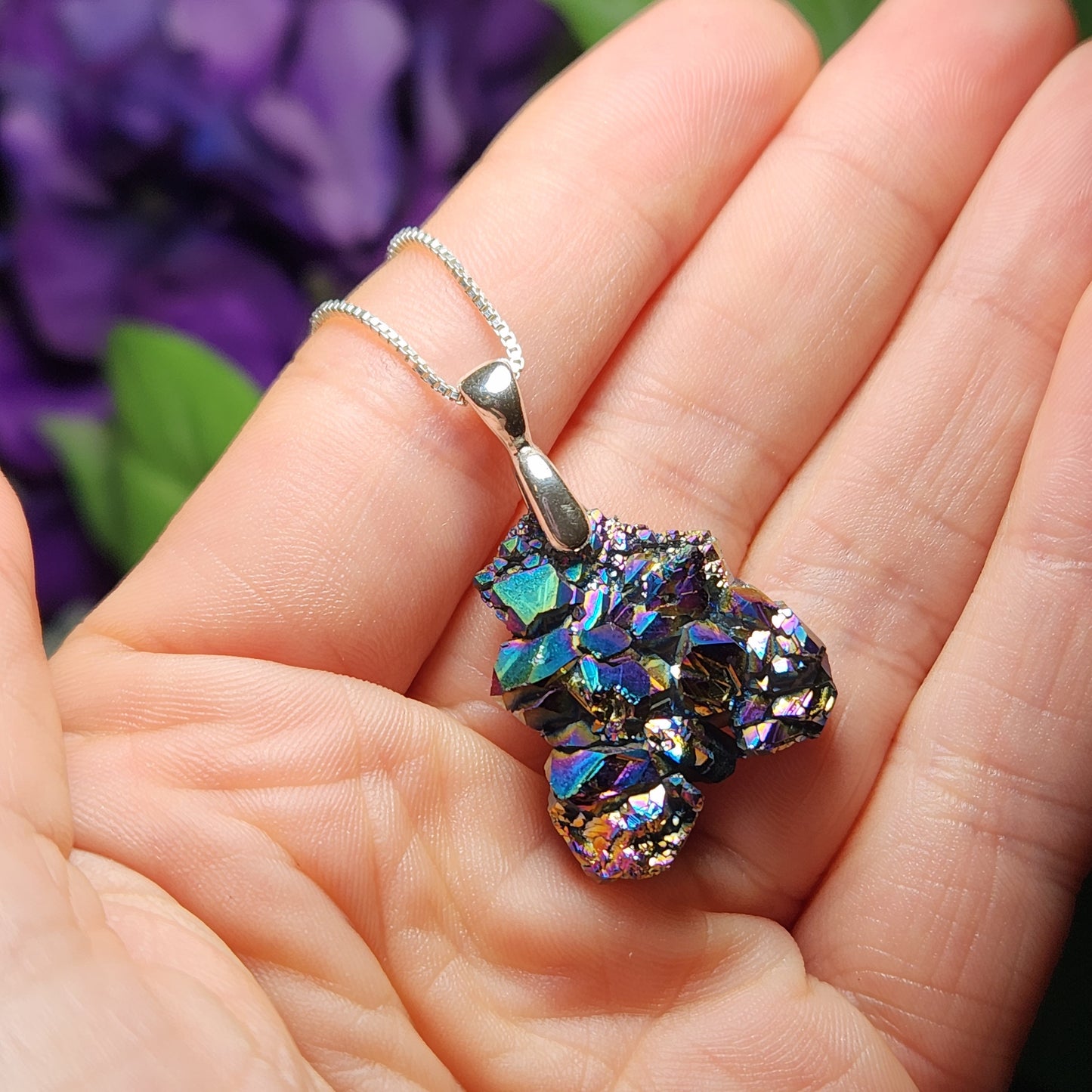 Rainbow Aura Quartz Pendant