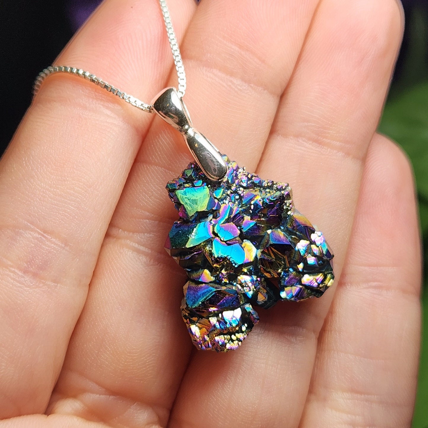 Rainbow Aura Quartz Pendant