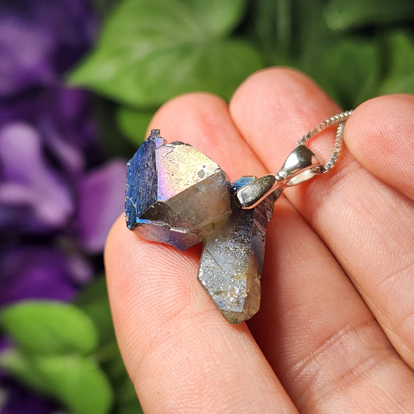 Rainbow Aura Quartz Pendant