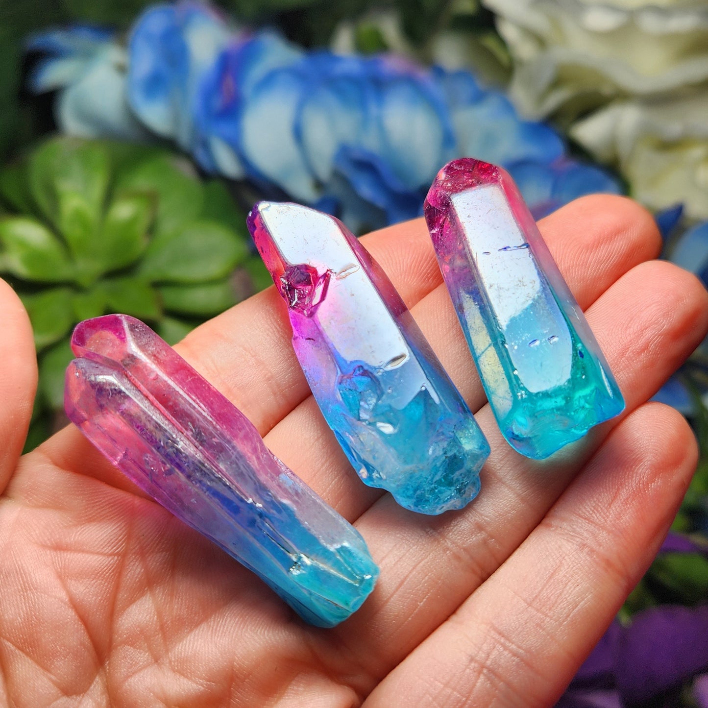Pink & Blue Aura Quartz