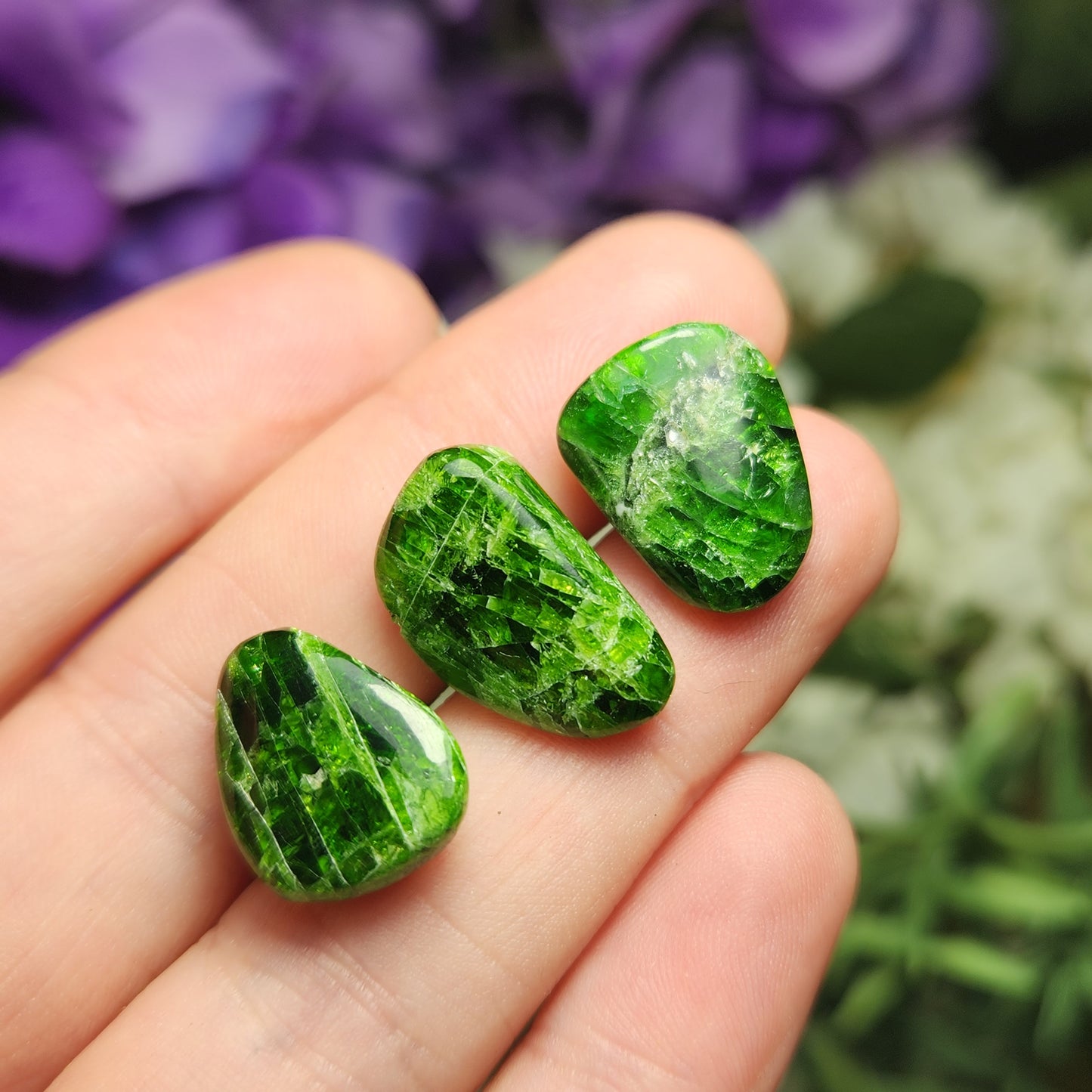Chrome Green Diopside Tumbled Crystal Gem