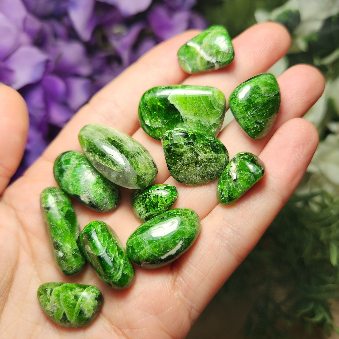 Chrome Green Diopside Tumbled Crystal Gem
