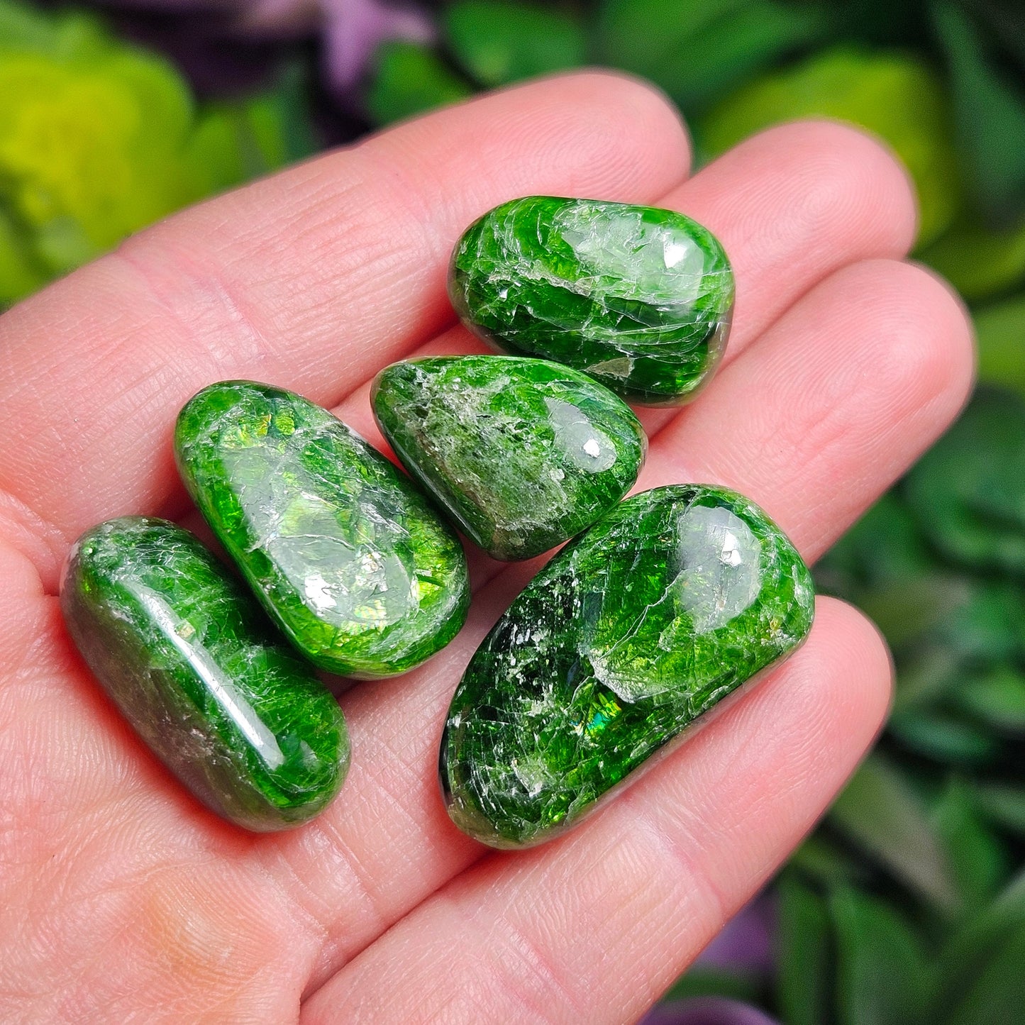Chrome Green Diopside Tumbled Crystal Gem