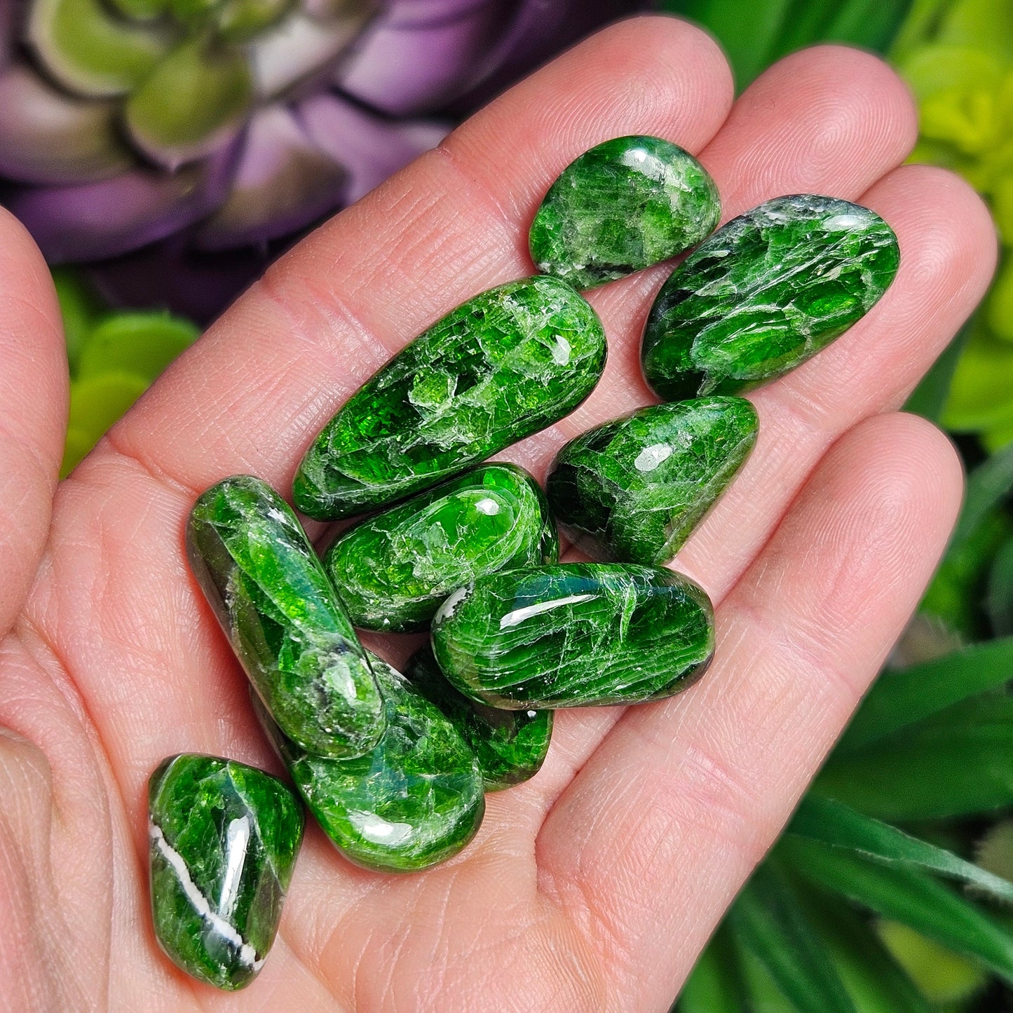 Chrome Green Diopside Tumbled Crystal Gem