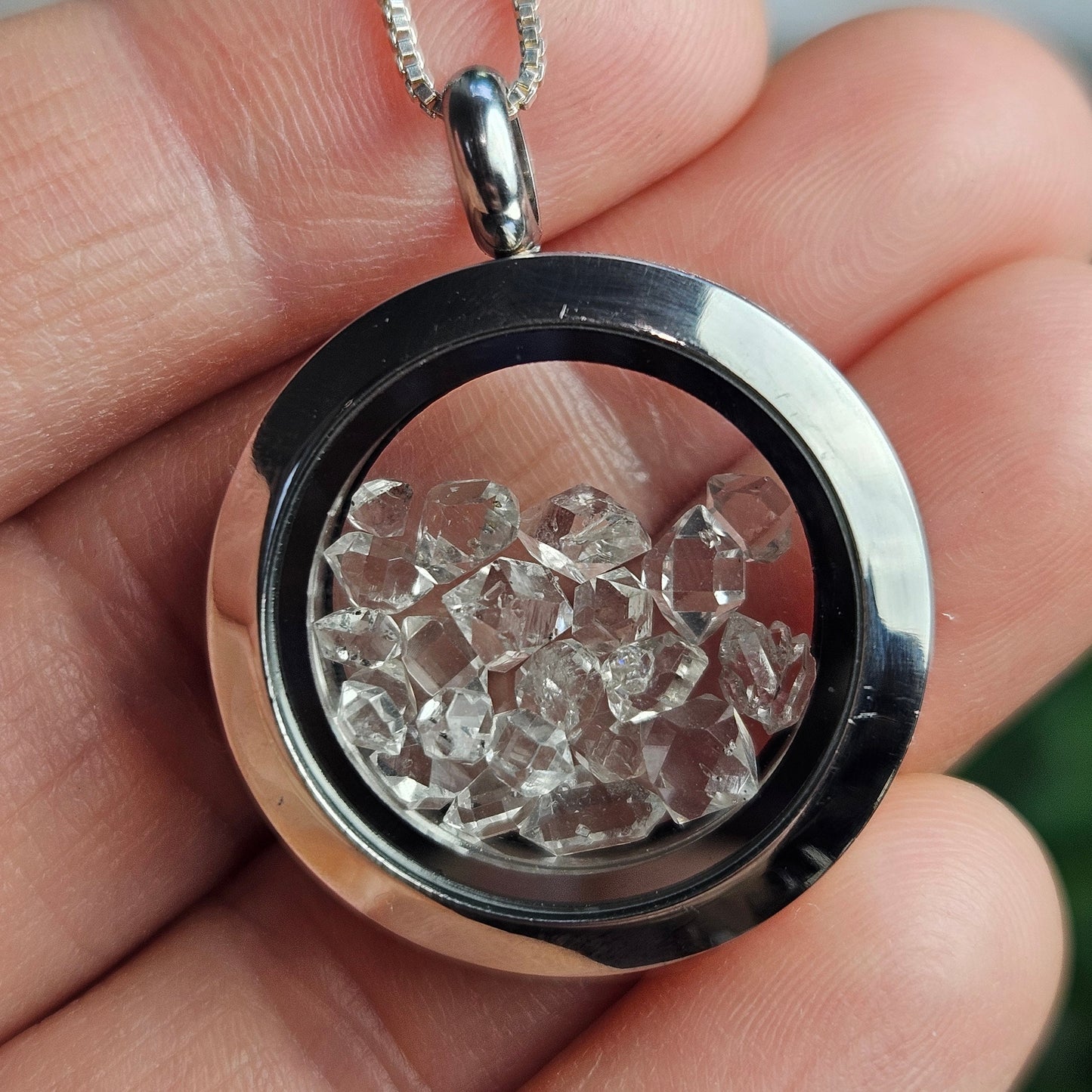 Herkimer Diamond Pendant, Herkimer Quartz Crystal Locket Necklace