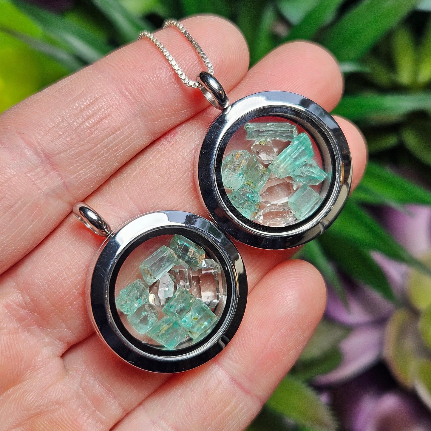 Emerald & Herkimer Diamond Pendant
