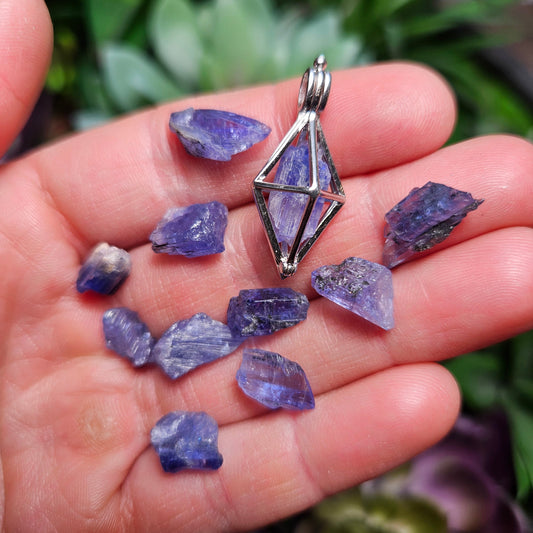 Tanzanite Pendant, Sterling Silver Purple Tanzanite Crystal Necklace, Tanzanite Jewelry