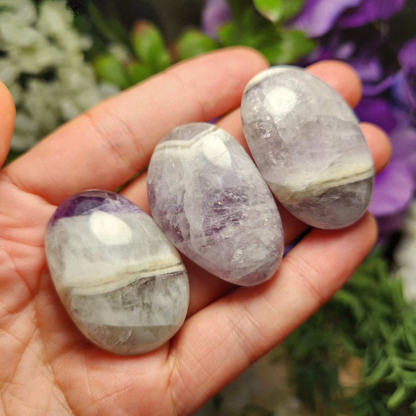 Chevron Amethyst Palm Stone