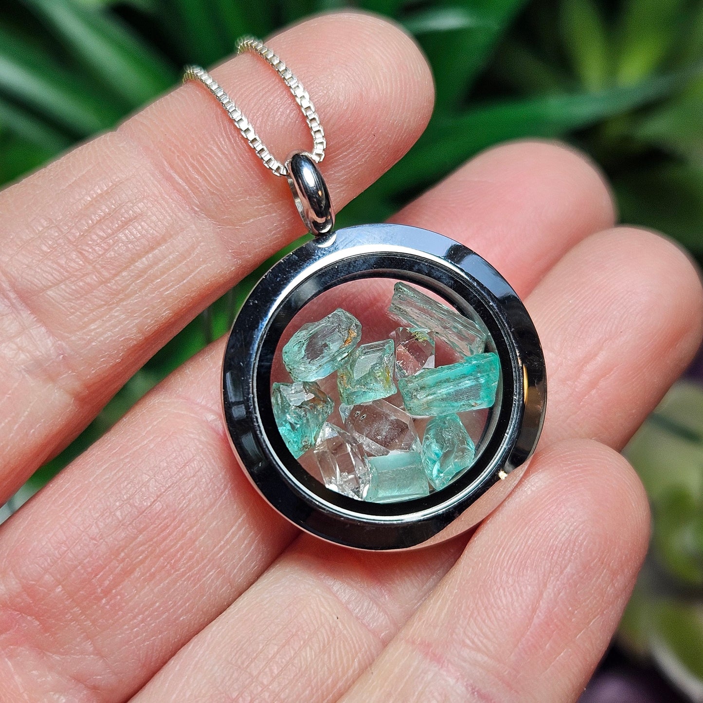 Emerald & Herkimer Diamond Pendant