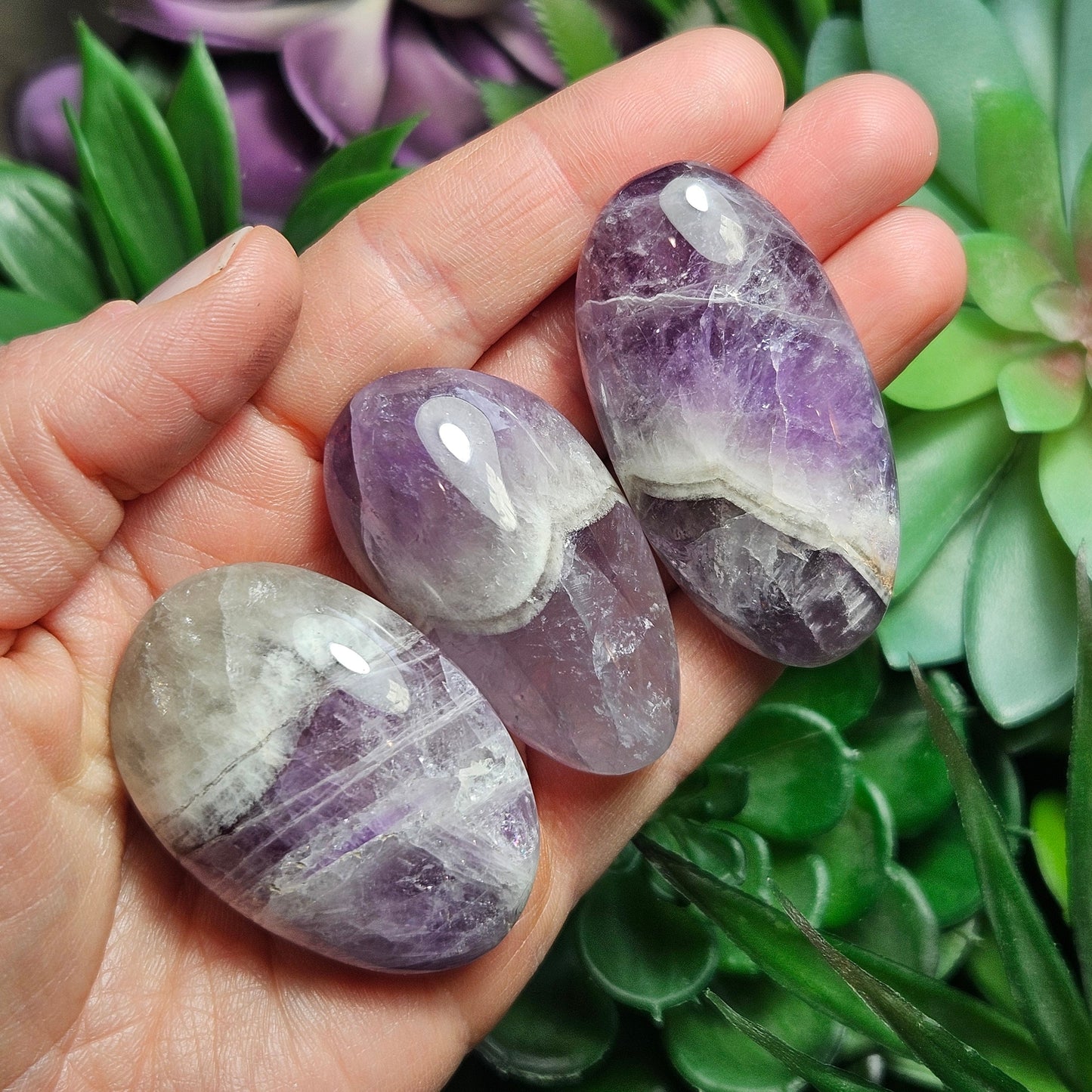 Chevron Amethyst Palm Stone