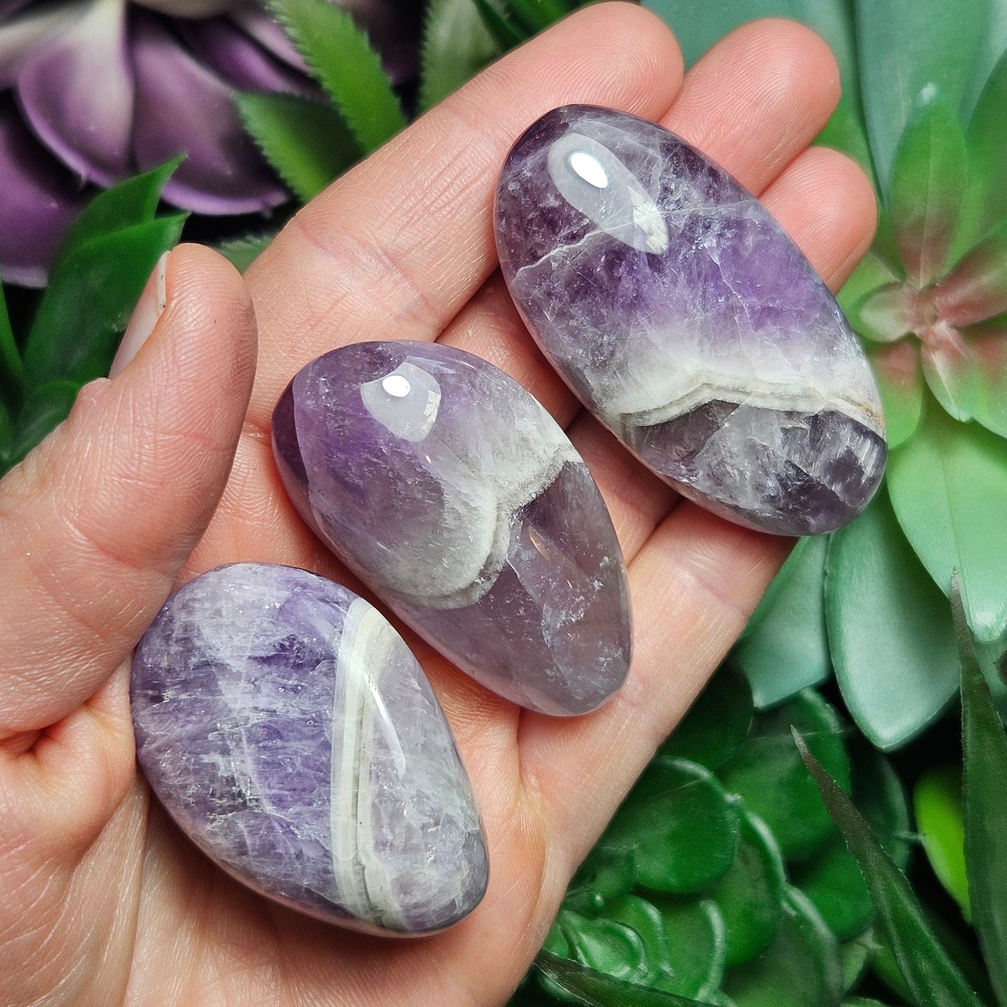 Chevron Amethyst Palm Stone