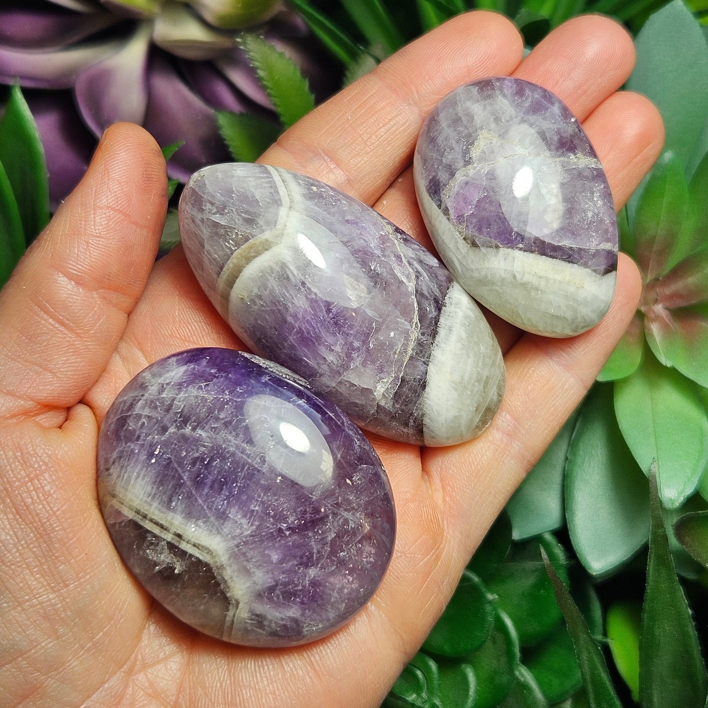 Chevron Amethyst Palm Stone