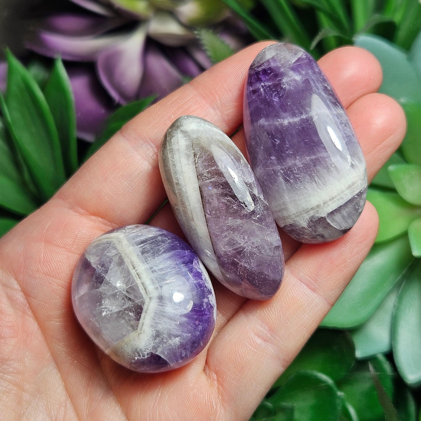 Chevron Amethyst Palm Stone