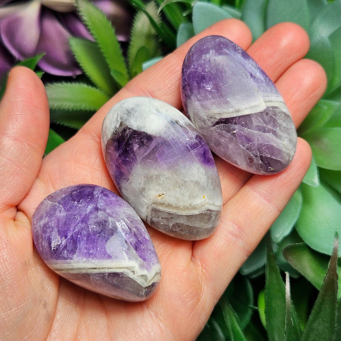 Chevron Amethyst Palm Stone