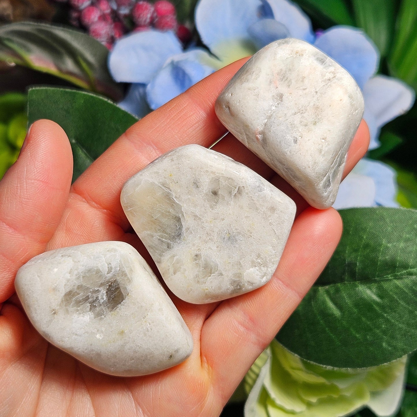 White Moonstone Palm Stone