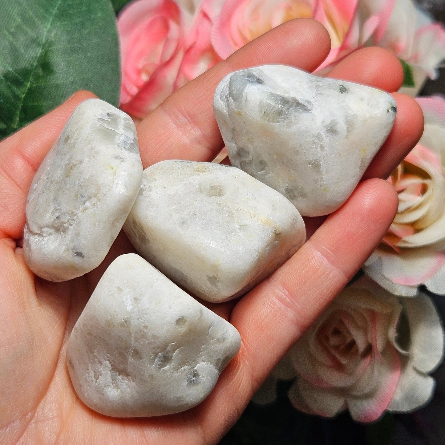 White Moonstone Palm Stone
