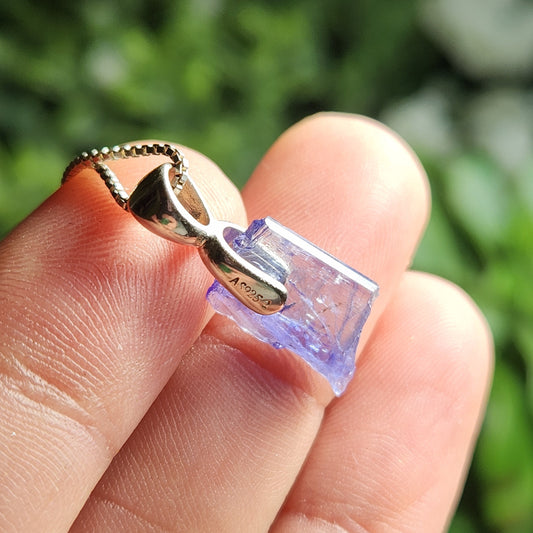 Tanzanite Sterling Silver Pendant, Bicolor Tanzanite Crystal Jewelry
