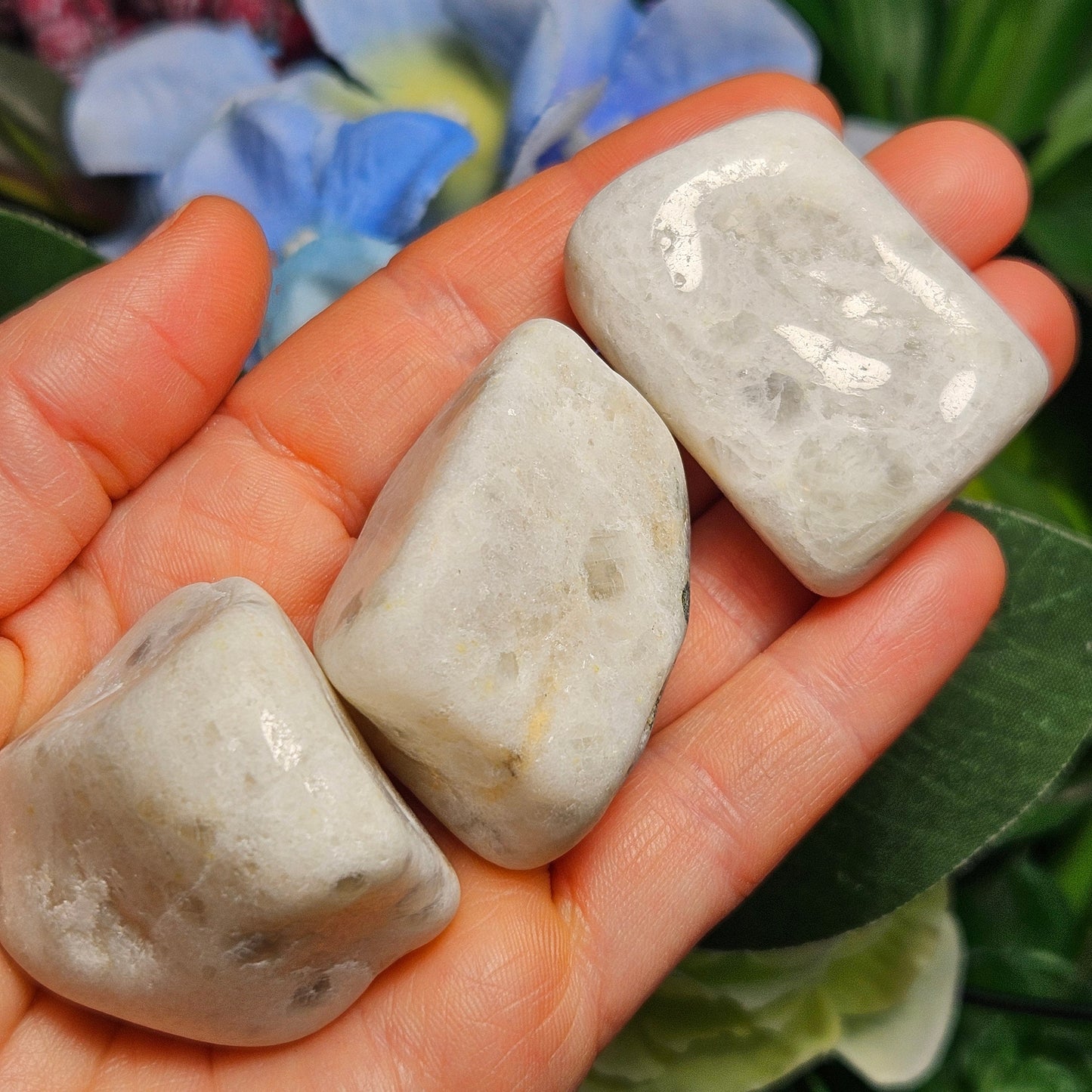 White Moonstone Palm Stone