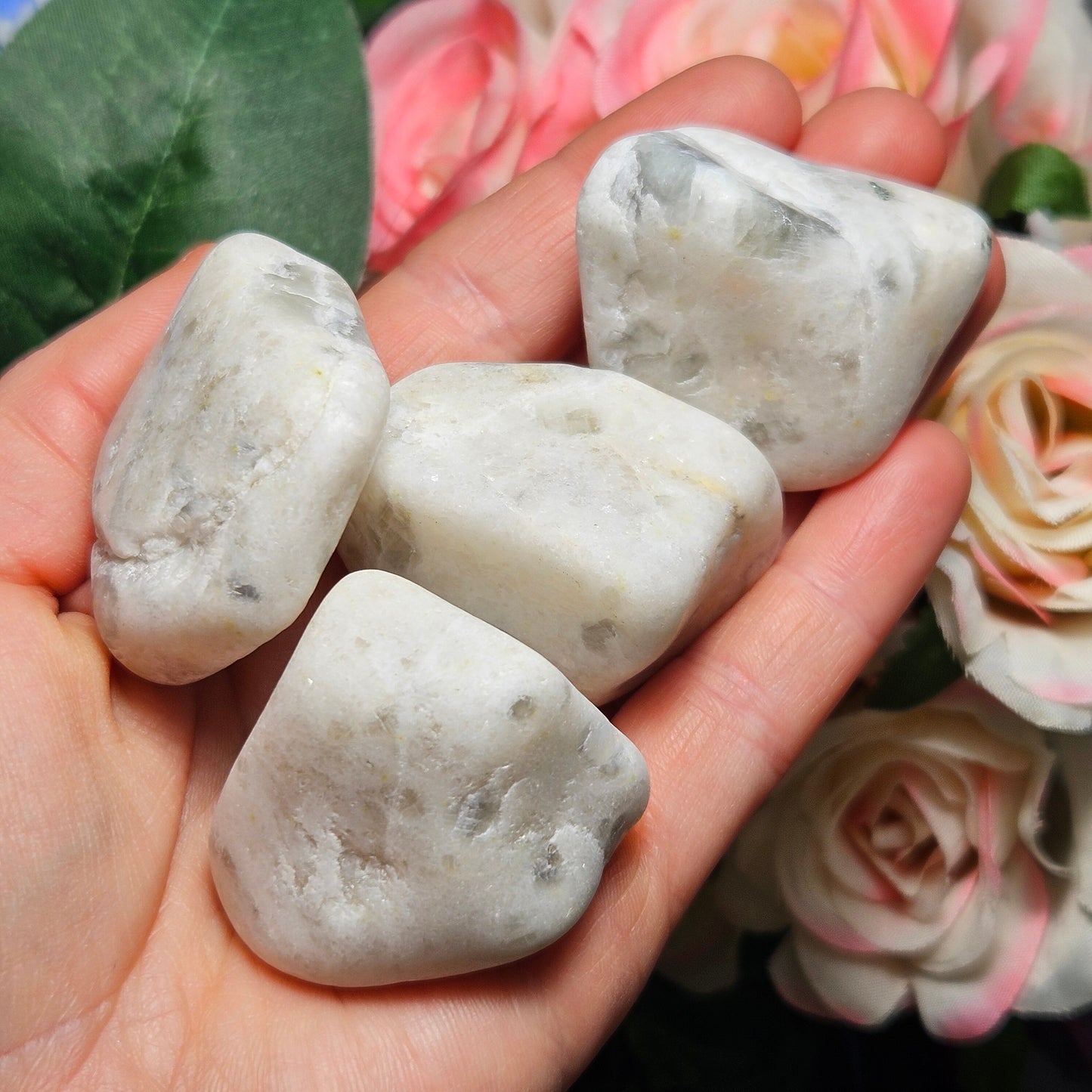 White Moonstone Palm Stone