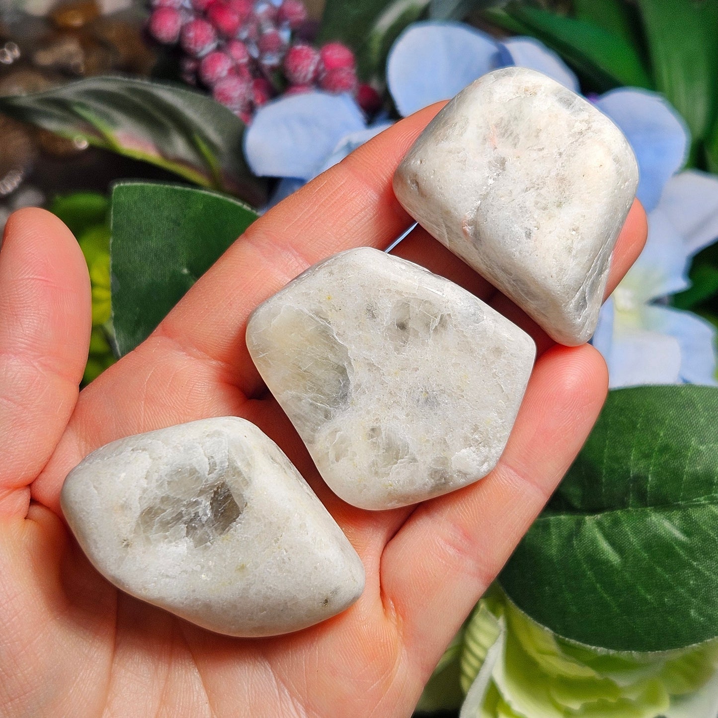 White Moonstone Palm Stone