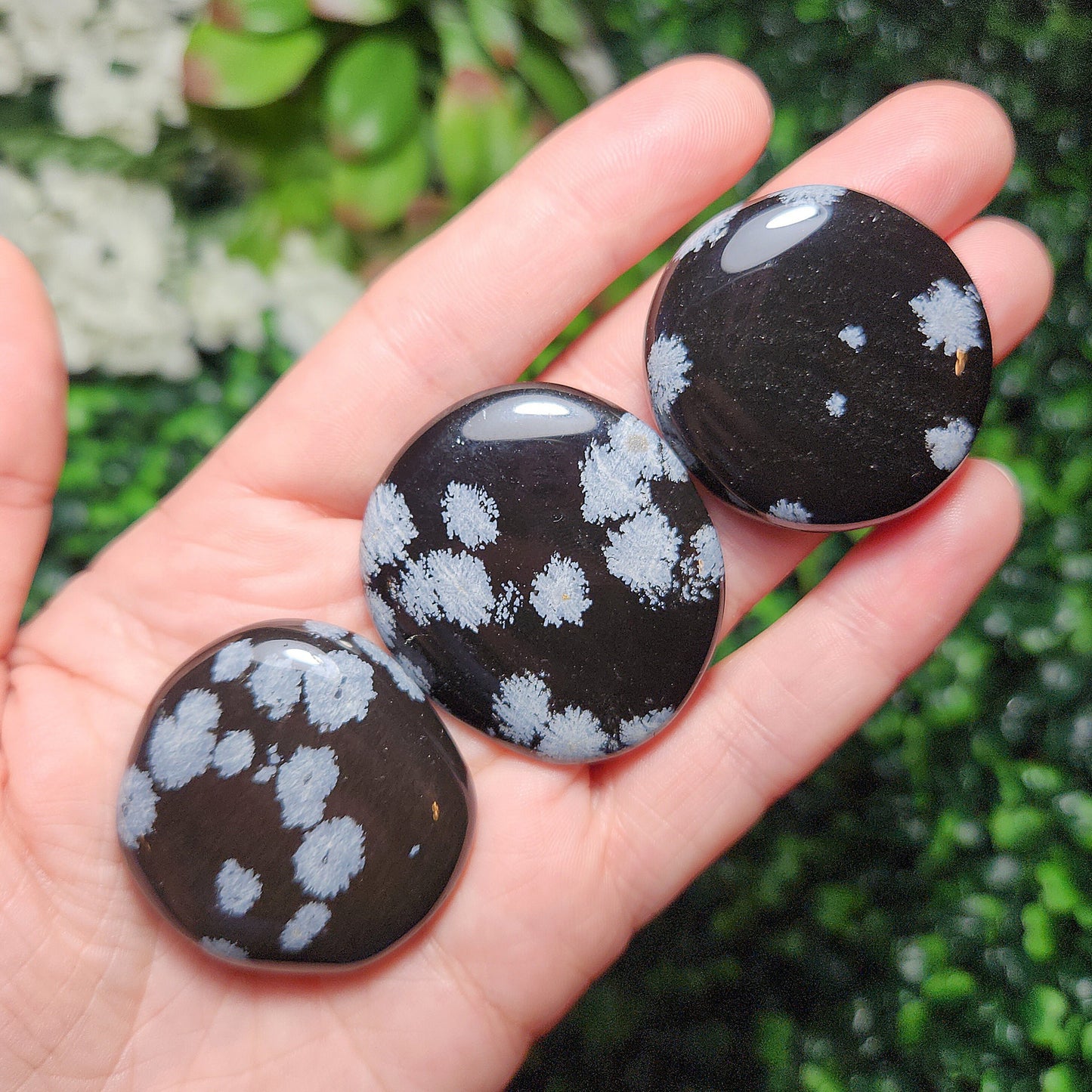Snowflake Obsidian Palm Stone