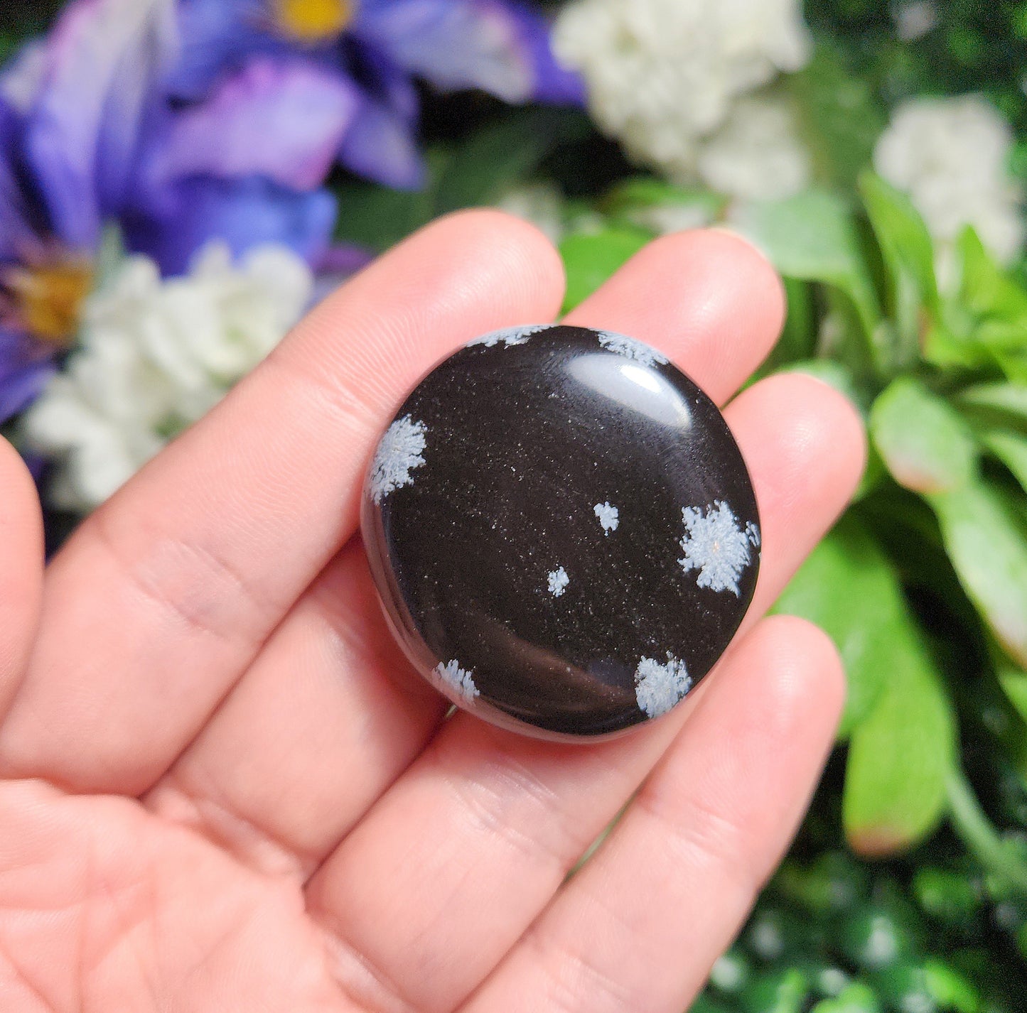 Snowflake Obsidian Palm Stone
