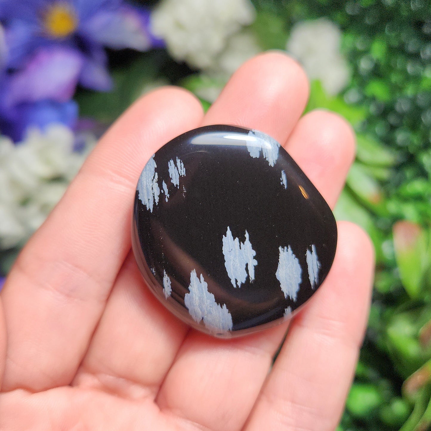 Snowflake Obsidian Palm Stone