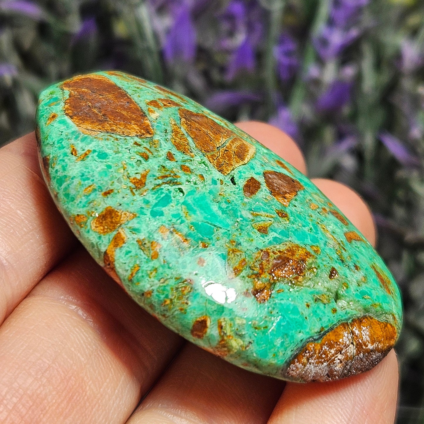 Green Smithsonite Palm Stone
