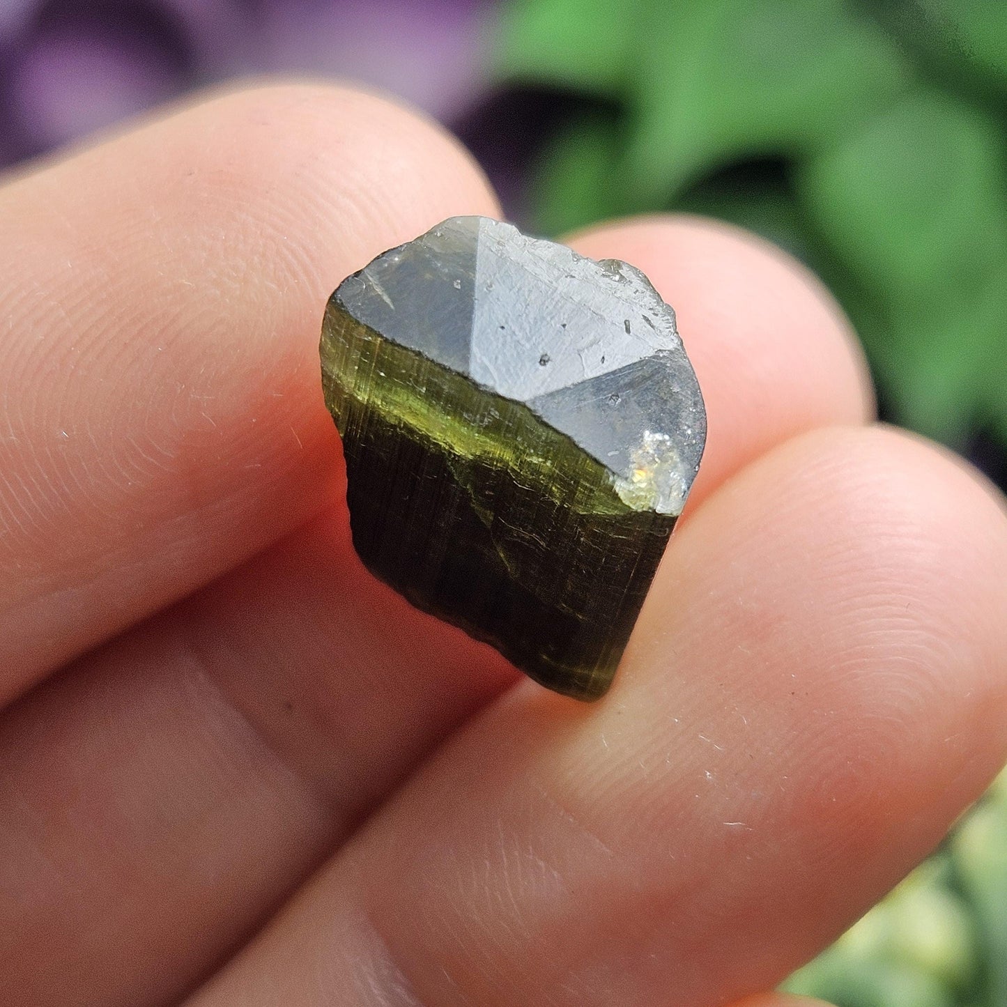Bicolor Green Tourmaline Crystal