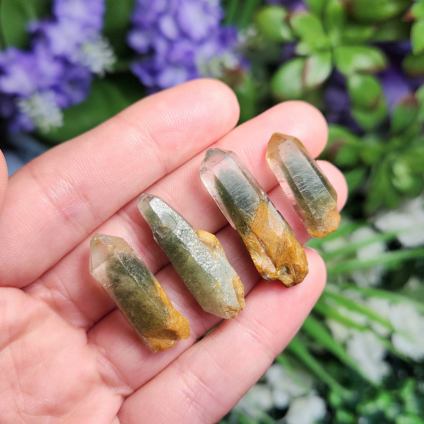 Green Amphibole Phantom Quartz